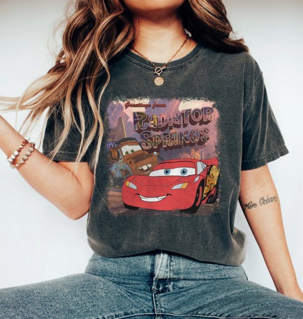 Disney Pixar Cars Lightning McQueen Vintage Race T-Shirt, Disney Cars Shirt, Disney Shirt, Disney Pixar Cars Land Shirt