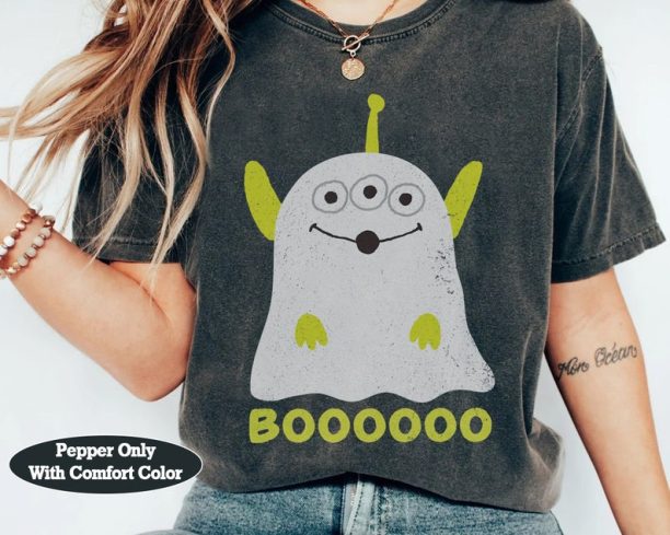 Disney Pixar Toy Story Alien BOOO Ghost Costume Halloween Shirt, Mickey's Not So Scary Party Tee