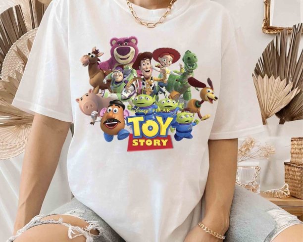 Disney Pixar Toy Story Buzz Woody Jessie Running Shirt, Slinky Dog Aliens Tee