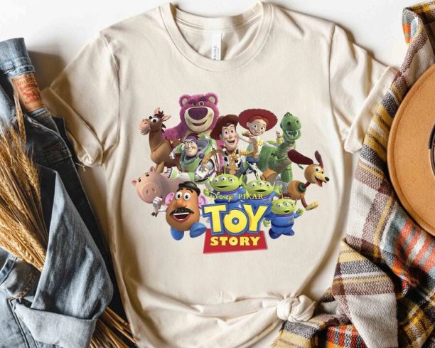 Disney Pixar Toy Story Buzz Woody Jessie Running Shirt, Slinky Dog Aliens Tee