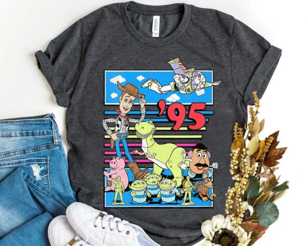 Disney Pixar Toy Story Characters 95 Retro Group Shot Vintage T-shirt, Disney And Pixar