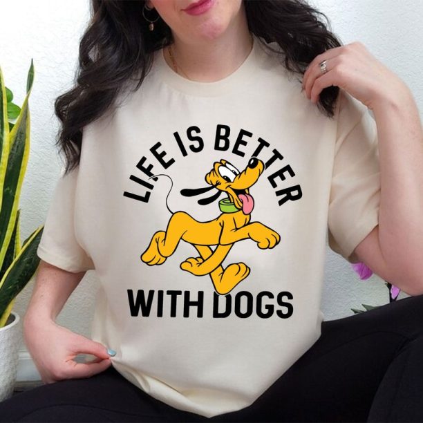 Disney Pluto Life Is Better With Dogs Shirt, Funny Pluto Dog Shirt, Mickey And Firends, Magic Kingdom Trip T-shirt