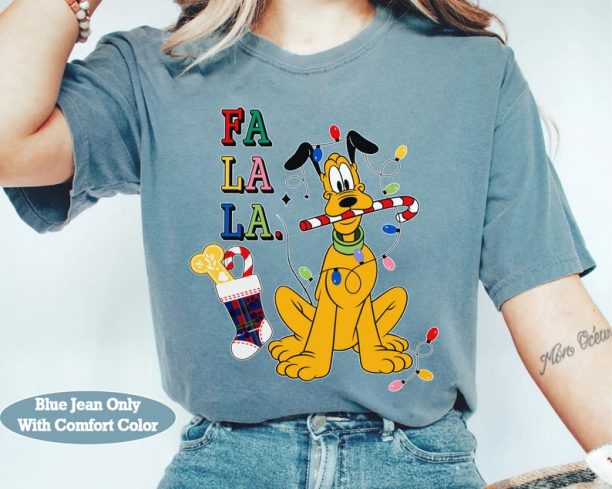 Disney Mickey And Friends Pluto Dog Christmas Lights Fa La La Shirt