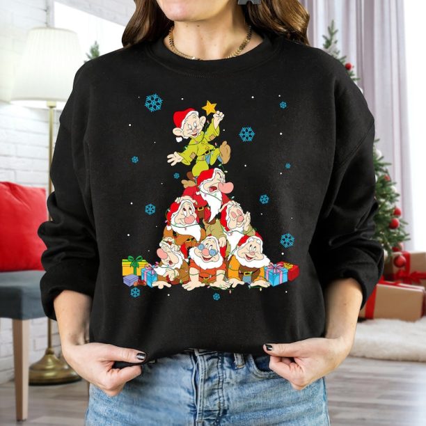 Disney Seven Dwarfs Christmas Tree Lights Shirt, Disney Snow White shirt