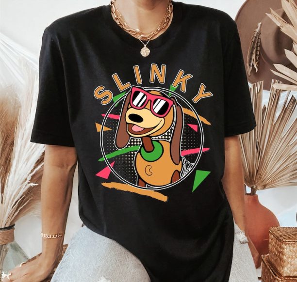 Disney Slinky Dog 90's Portrait T-Shirt, Disney Toy Story Portrait Tee, Birthday Party Music Shirt,Couple Shirts