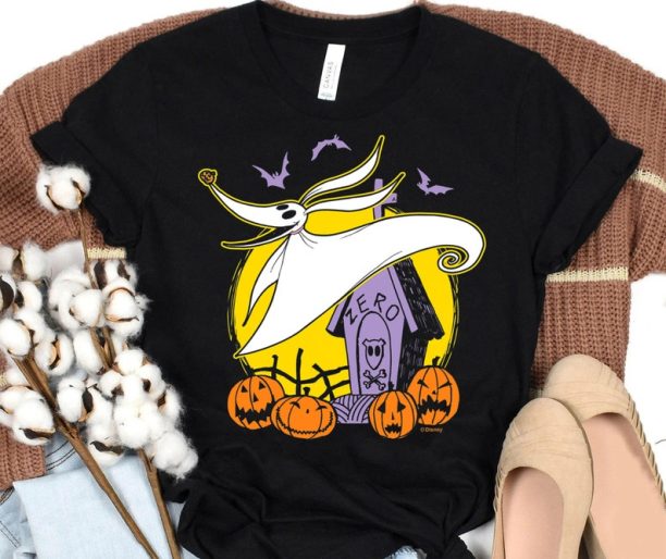 Disney The Nightmare Before Christmas Zero Dog House Halloween Tee, Jack Sally Oogie Boogie Shirt