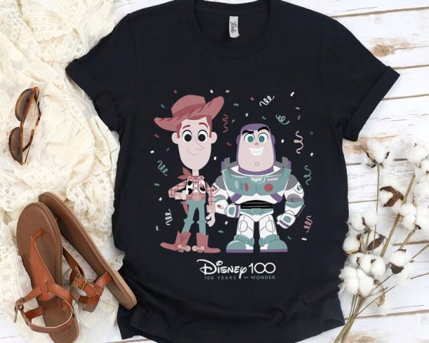 Disney Toy Story Woody Buzz Celebrate 100 Years Of Wonder T-shirt, Disney And Pixar