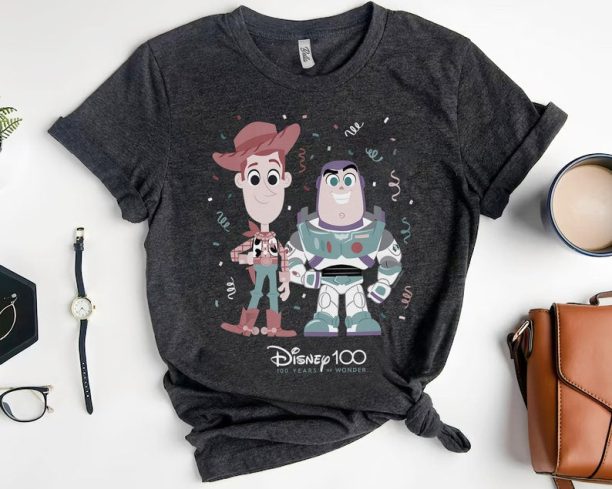 Disney Toy Story Woody Buzz Celebrate 100 Years Of Wonder T-shirt, Disney And Pixar