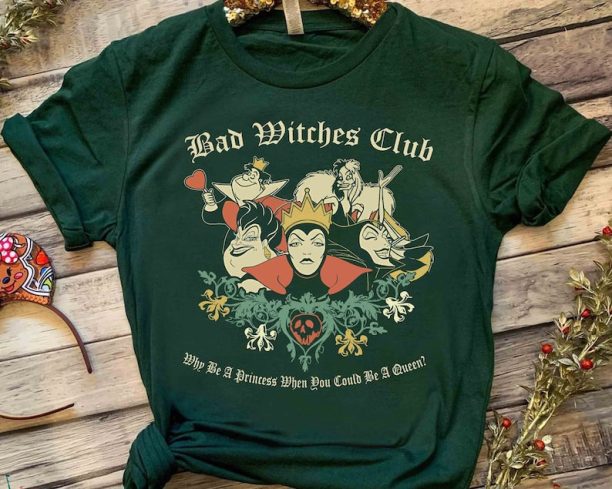 Disney Villains Bad Witches Club Group Shot Retro Shirt, WDW Magic Kingdom Holiday Unisex T-shirt Family Birthday Gift