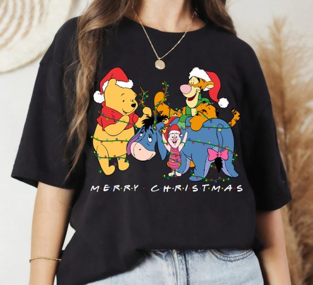 Disney Winnie The Pooh Christmas Lights Shirt, Merry Christmas Tee, Christmas Vibes Sweatshirt