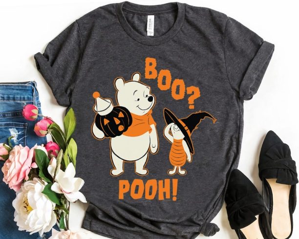 Disney Winnie the Pooh Boo Pooh Piglet Halloween Shirt, Mickey's Not So Scary Party Family Matching Tee