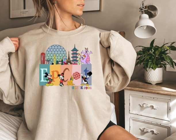 Epcot Sweatshirt, World Traveler Sweatshirt, Epcot since 1982, Disney Trip Shirt, Mickey and Friends sweatshirt