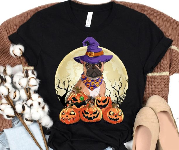 French Bulldog Witch Halloween Shirt, Dog Halloween Pumpkin Shirt, Trick Or Treat Shirt, Disney Halloween Gift Shirt