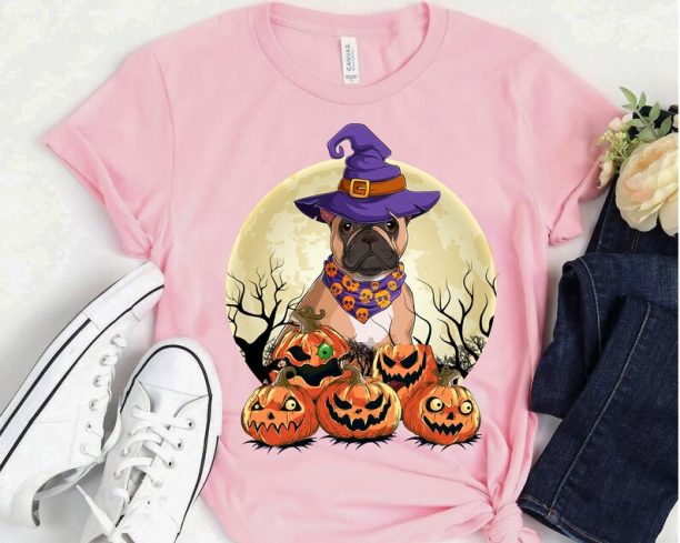 French Bulldog Witch Halloween Shirt, Dog Halloween Pumpkin Shirt, Trick Or Treat Shirt, Disney Halloween Gift Shirt