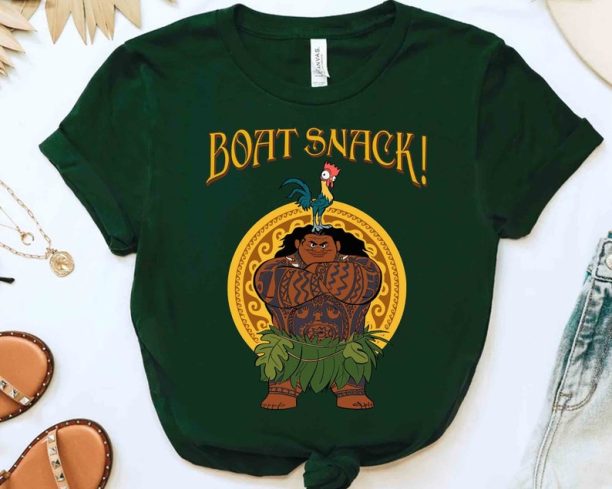 Funny Disney Moana Maui And Hei Hei Boat Snack Retro Shirt, Magic Kingdom Trip Unisex T-shirt Family Birthday Gift Adult Kid Toddler Tee