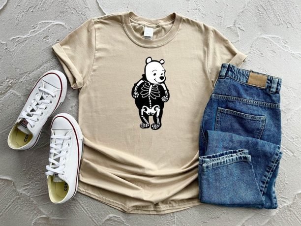 Funny Skeleton Winnie The Pooh Shirt, Disney Halloween Shirt, Disney Trip Shirt, Halloween Family Shirt