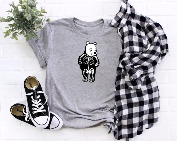 Funny Skeleton Winnie The Pooh Shirt, Disney Halloween Shirt, Disney Trip Shirt, Halloween Family Shirt