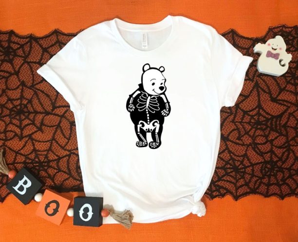 Funny Skeleton Winnie The Pooh Shirt, Disney Halloween Shirt, Disney Trip Shirt, Halloween Family Shirt