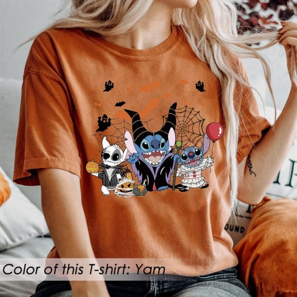 Vintage Disney Stitch Halloween Comfort Shirt, Scream Horror Movie Shirt, Scream Ghostface Shirts, Horror Movie Tee,Disney Stitch Halloween