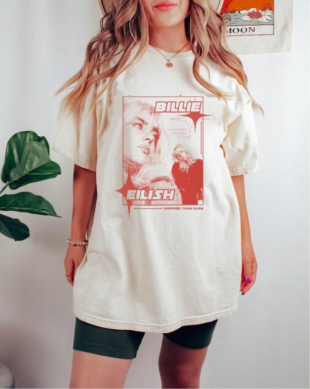 Happier Than Ever Bilie T-Shirt, Bilie Eilish Singer Sweatshirt, Billie Eilish Merch, Eilish The Eras Tour, Music Concert Tee