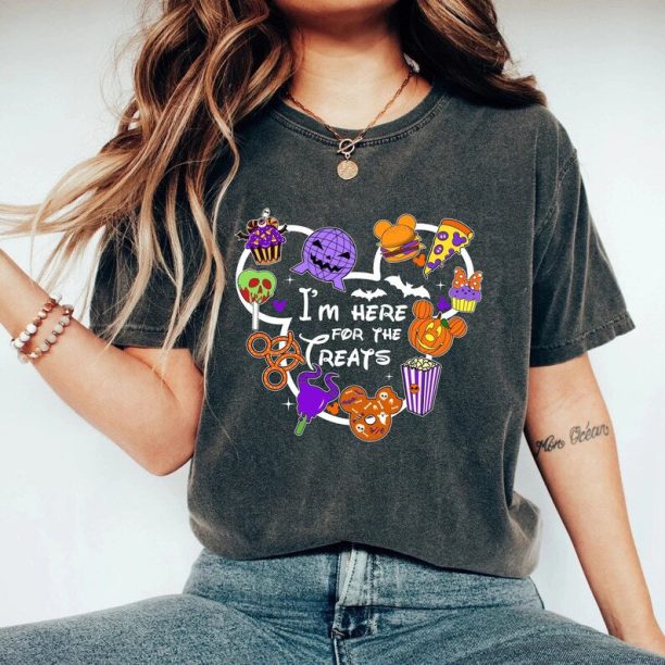 I'm Here For The Treats Halloween Shirt, Halloween Snacks Shirt, Pumpkin Mickey, Disney Spooky Shirt