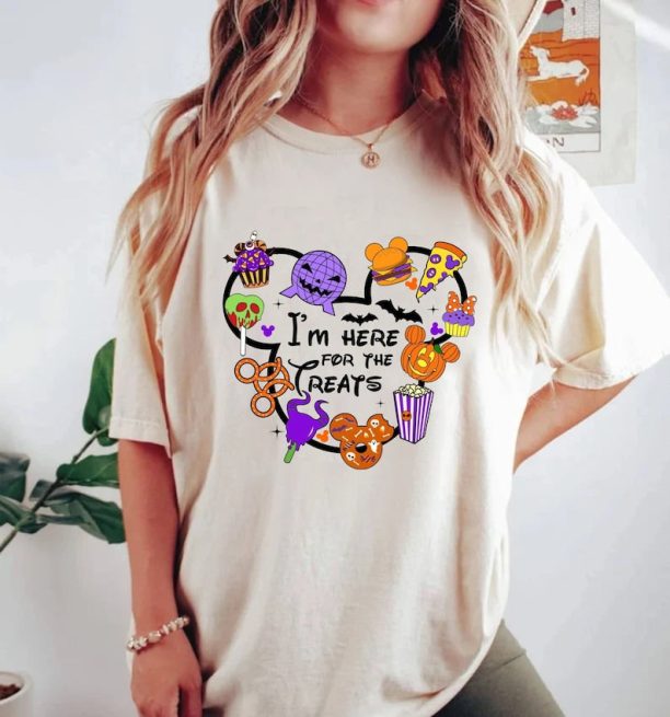 I'm Here For The Treats Halloween Shirt, Halloween Snacks Shirt, Pumpkin Mickey, Disney Spooky Shirt