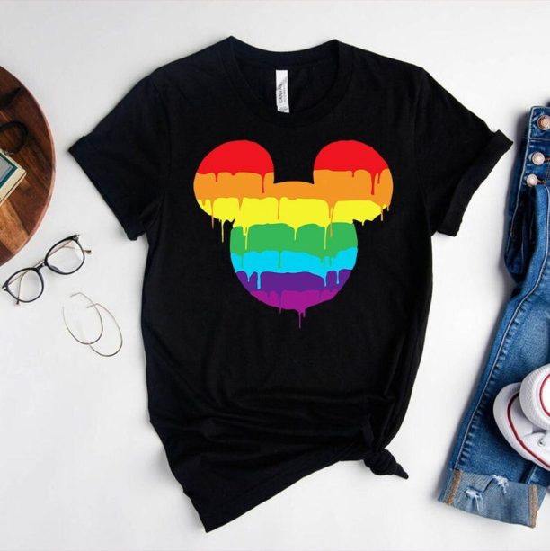 LGBTQ Ally Shirt, Rainbow Mickey Disney Shirt,Gay Pride Love Shirt,LGBTQ Shirt,Melting Mickey Head T-Shirt