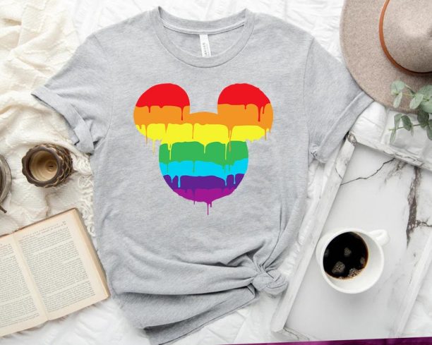 LGBTQ Ally Shirt, Rainbow Mickey Disney Shirt,Gay Pride Love Shirt,LGBTQ Shirt,Melting Mickey Head T-Shirt