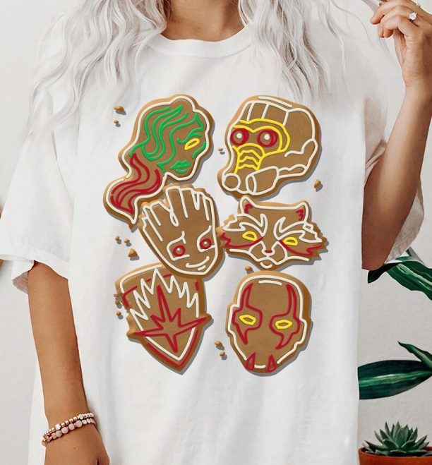 Marvel Guardians Of The Galaxy Gingerbread Cookies Christmas T-Shirt , Disneyland Xmas Matching Shirt, Walt Disney World Tee