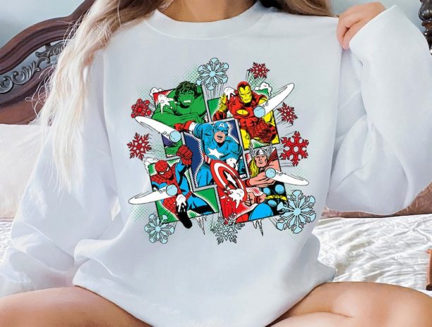 Marvel Super Heroes in Action Christmas Holiday Sweatshirt