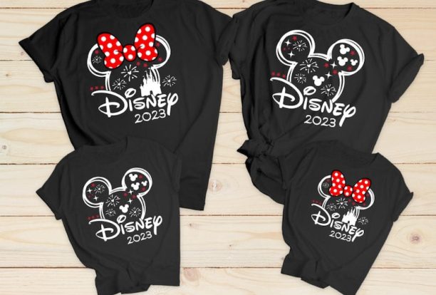 Matching family Disney t-shirts 2023 holiday Matching shirts bow matching t-shirts men ladies kids travel shirts