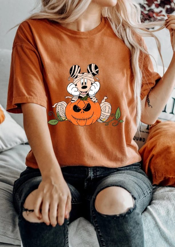 Mickey Pumpkin Comfort Colors® Shirt, Mickey Spooky Season Halloween Shirt, Disney Spooky Shirt, Disney Halloween Shirt