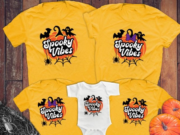 Mickey and Minnie Spooky Season Halloween Shirts, Spooky Vibes Disney Halloween matching shirts