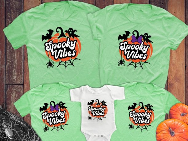 Mickey and Minnie Spooky Season Halloween Shirts, Spooky Vibes Disney Halloween matching shirts