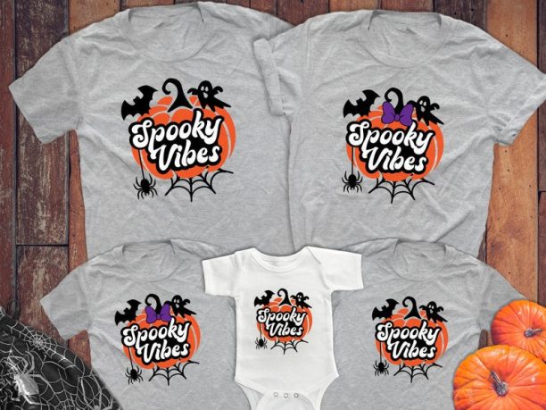 Mickey and Minnie Spooky Season Halloween Shirts, Spooky Vibes Disney Halloween matching shirts