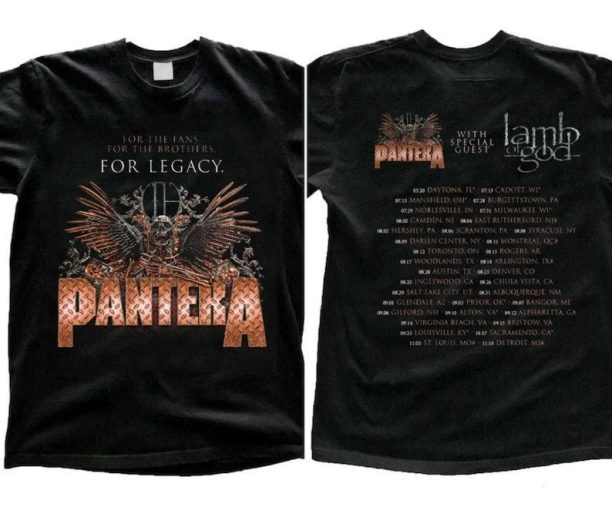 Pantera For The Fans For The brothers For legacy Tour 2023 T-Shirt, Pantera with Lamb Of God Tour 2023 T-Shirt