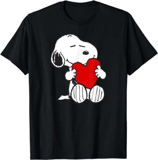 Peanuts Valentine Snoopy Hugging Heart T-Shirt