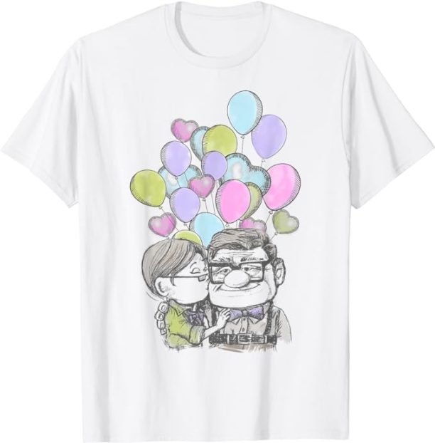 Pixar Up Valentine's Day Carl And Ellie Balloons T-Shirt