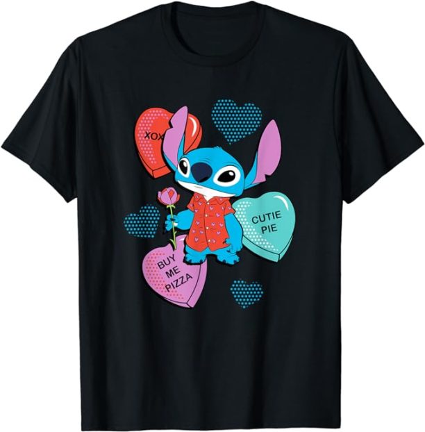 Stitch Funny Candy Hearts Valentine's Day T-Shirt