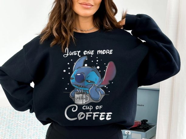 Stitch Shirt, Just One More Cup Coffee, Stitch And Lilo Shirt, Disney Tee, Stitch Disney, Disney Shirt, Stitch T-Shirt