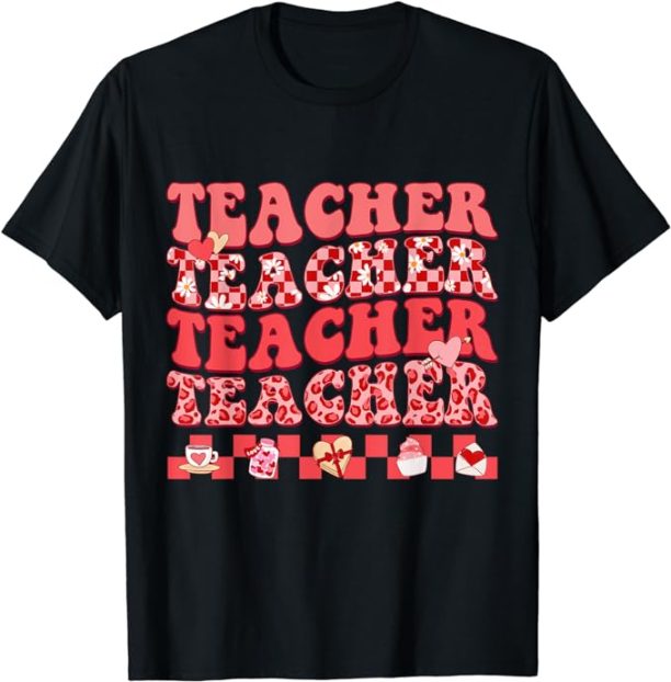 Teacher Valentine's Day Hippie Sweet Heart Teacher T-Shirt