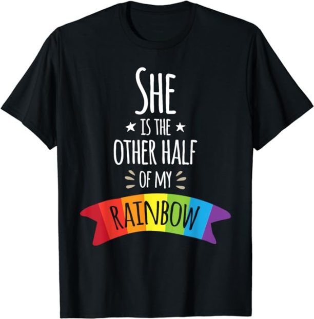 Valentine's Day Shirt for Lesbian Girlfriend Wife My Rainbow T-Shirt