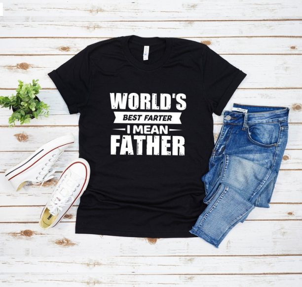 Worlds Best Farter I Mean Father Best Dad Ever Cool Dog Mens T-Shirt, Funny Shirt Men, Valentines Dad, Husband Shirt