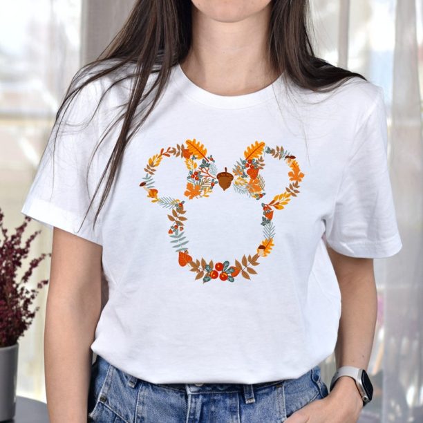 Fall Minnie Ear Tee, Disney Fall Tee, Thanksgiving Disney Ear Shirt, Mickey Autumn Tee, Disney Halloween Party Tee