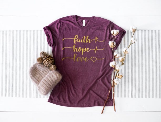 Faith Hope Love Shirt, Christian Shirt, Faith Shirt, Vertical Cross, Cross, Faith Cross, Religious Shirt, Church