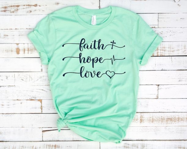 Faith Hope Love Shirt, Christian Shirt, Faith Shirt, Vertical Cross, Cross, Faith Cross, Religious Shirt, Church