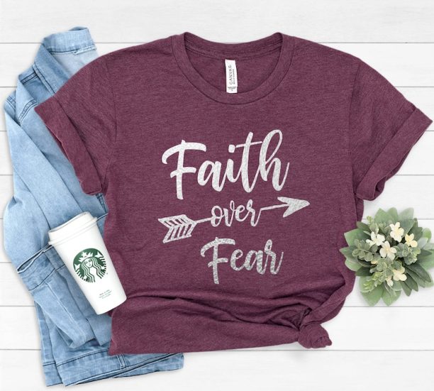 Faith Over Fear Shirt, Christian Shirt, Gift Shirt, Religious Shirt, Faith Fear Shirt,Christian Tee for Women