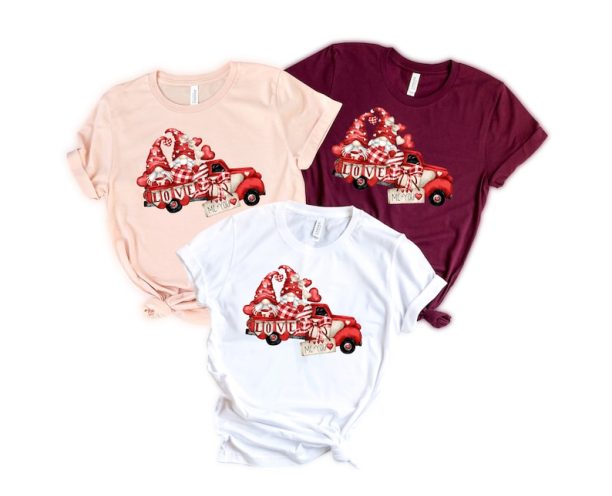 Watercolor Valentine's Day Shirt,Valentines Day Shirts, Red Truck, Gnomes, Valentine Love, Valentine Retro Trucks,Valentines Day Gift