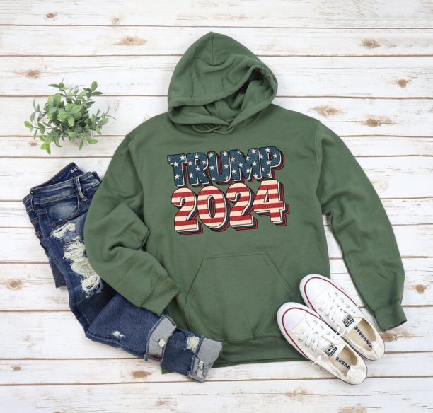 Donald Trump 2024 Hoodie - Donald Trump Is My President - Patriotic USA Flag Sweatshirt Trump Girl - Christmas Gift -