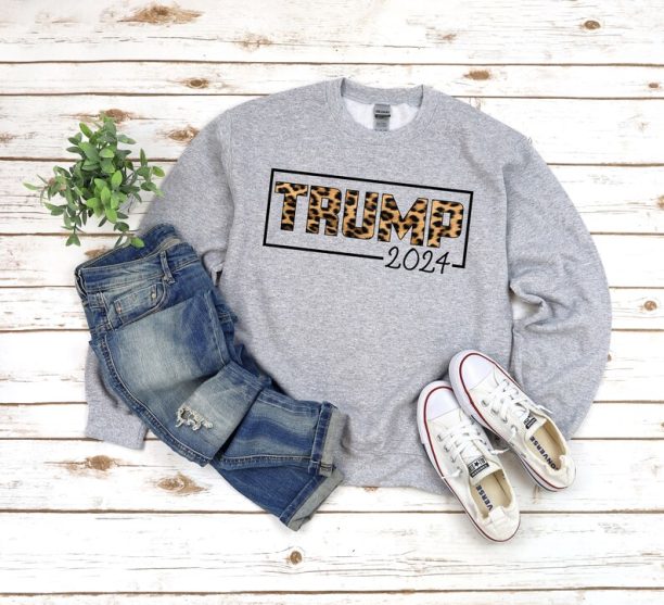 Donald Trump 2024 Sweatshirt - Trump Girl Sweater - Leopard Print - Christmas Gift - Birthday Present